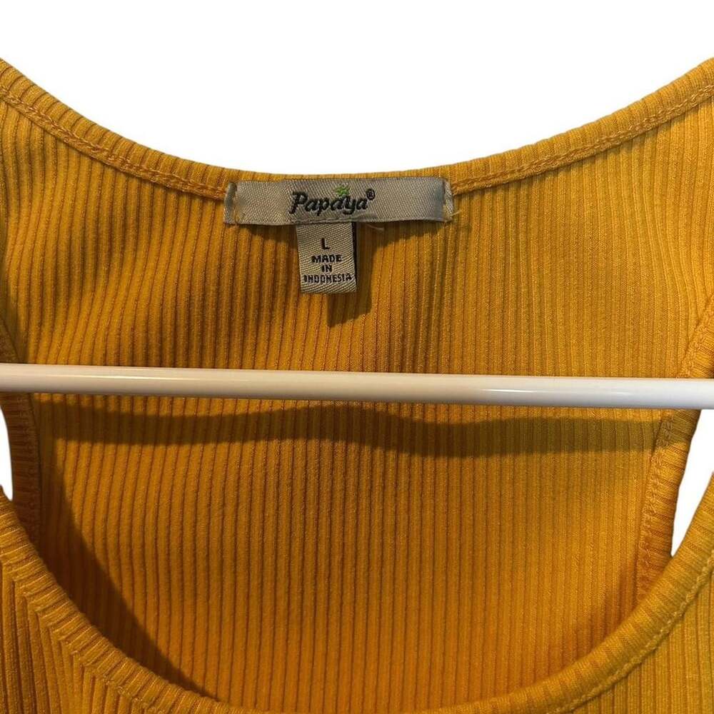 Papaya Mustard Yellow Ribbed Racerback Bodysuit - Picture 2 of 3